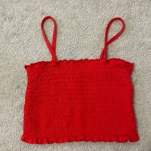 Red scrunched tank top